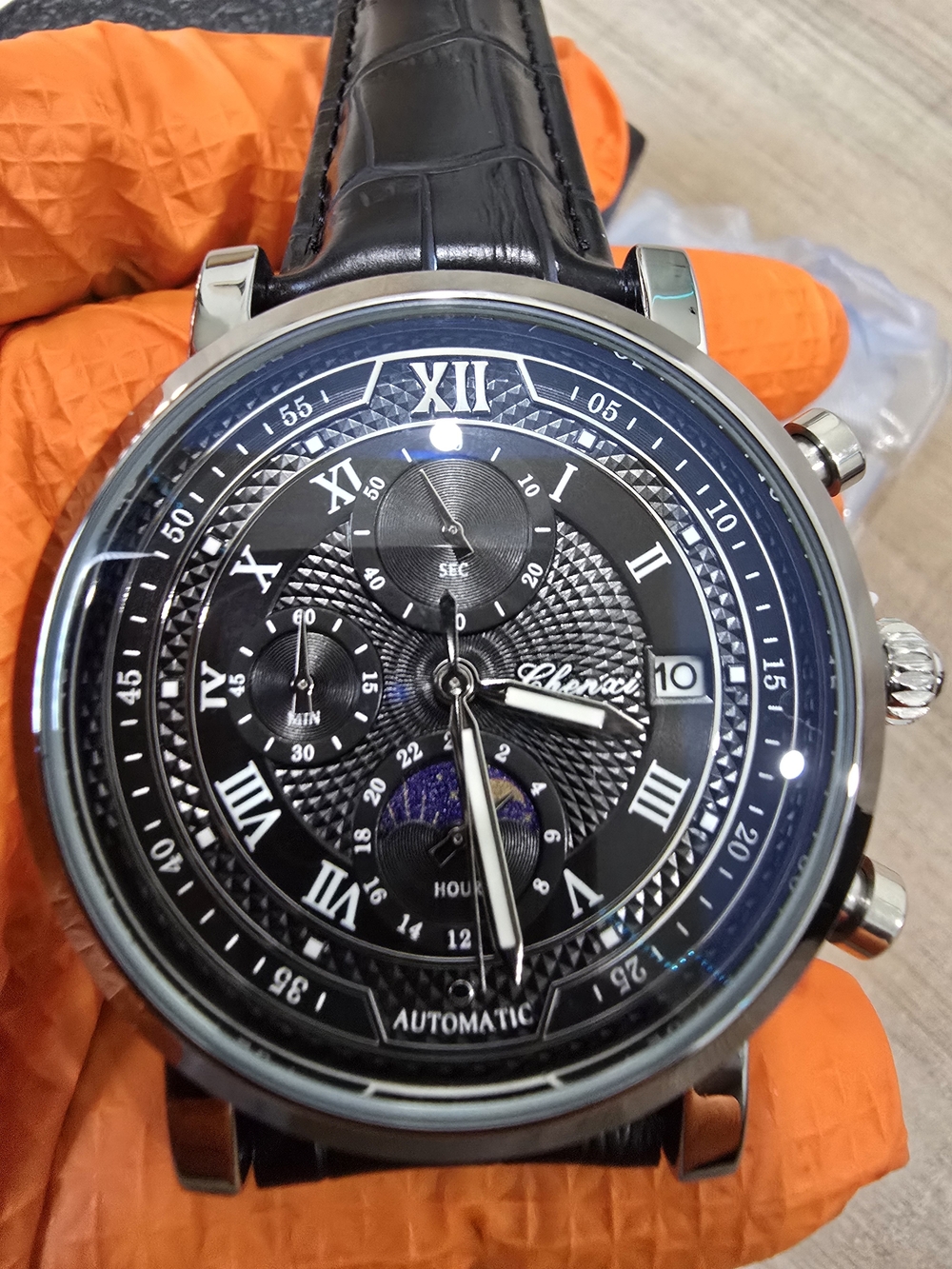 Black Dial Men's Chronograph with Moonphase Authomatic Watch